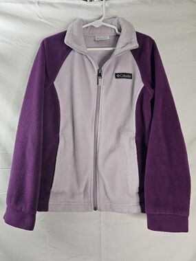 Columbia Two-Tone Light Lavender and Deep Purple Full Zip Fleece Jacket 7/8